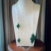 A photo of a sterling silver fashionable chain with New Zealand Jade. This is stylish womens statement piece - hand crafted here in New Zealand.
